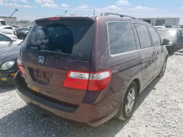 5FNRL38717B109385 - 2007 HONDA ODYSSEY EX PURPLE photo 4