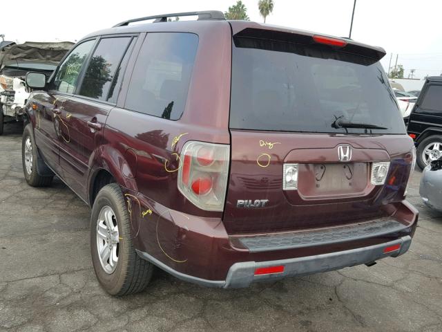 5FNYF28268B026926 - 2008 HONDA PILOT VP BURGUNDY photo 3