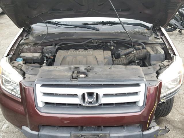 5FNYF28268B026926 - 2008 HONDA PILOT VP BURGUNDY photo 7