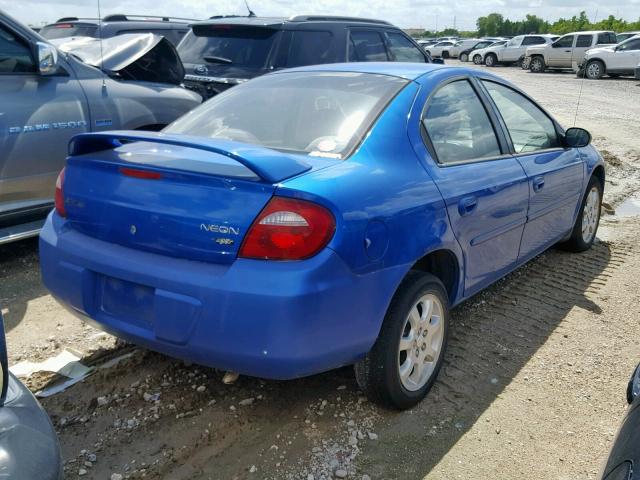 1B3ES56C45D251264 - 2005 DODGE NEON SXT BLUE photo 4