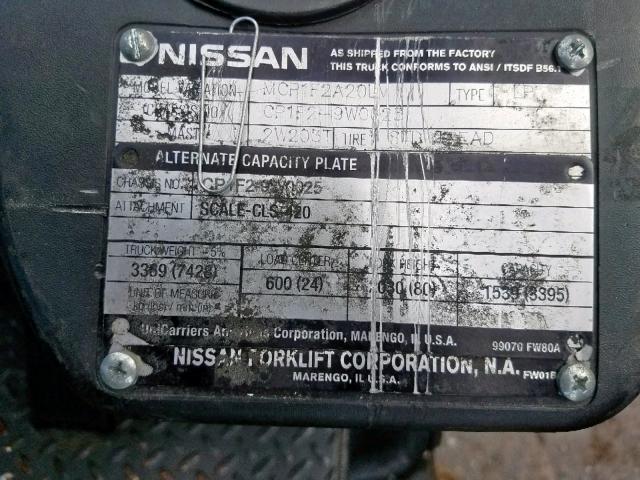 CP1F29W0025 - 2012 NISSAN FORKLIFT GRAY photo 10