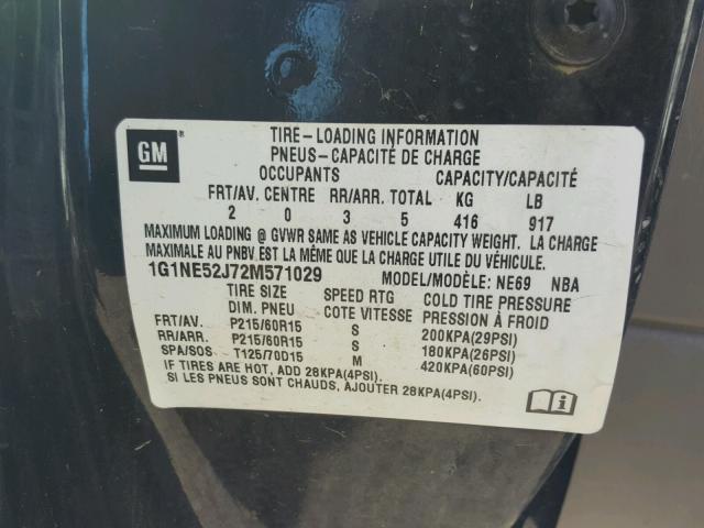 1G1NE52J72M571029 - 2002 CHEVROLET MALIBU LS BLACK photo 10