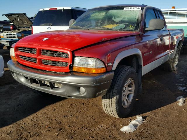 1B7GG22X8XS199877 - 1999 DODGE DAKOTA RED photo 2