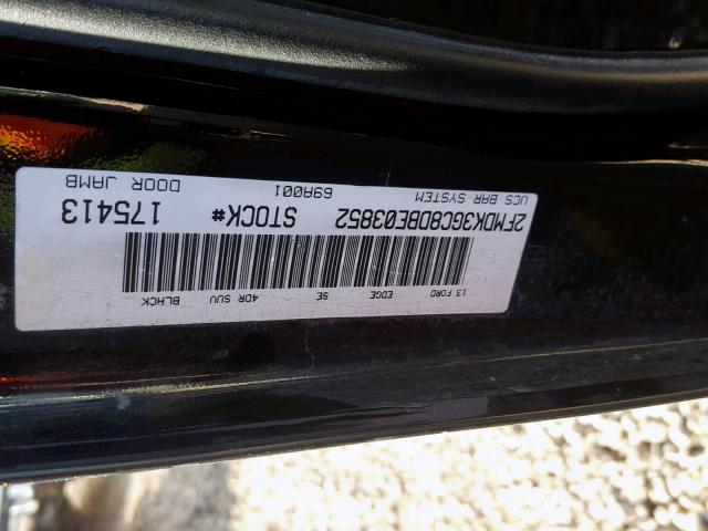 2FMDK3GC8DBE03852 - 2013 FORD EDGE SE BLACK photo 10