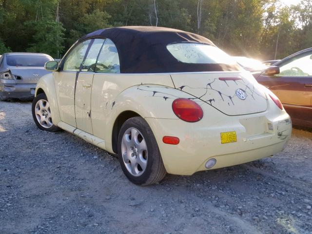 3VWCK21Y03M318061 - 2003 VOLKSWAGEN NEW BEETLE ყვითელი ფოტო 3