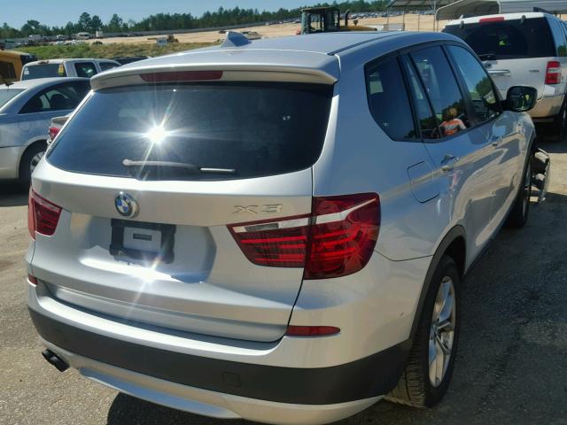 5UXWX9C58D0A32607 - 2013 BMW X3 XDRIVE2 SILVER photo 4