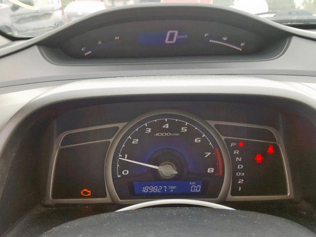 2HGFA16629H114648 - 2009 HONDA CIVIC LX-S ნაცრისფერი ფოტო 8