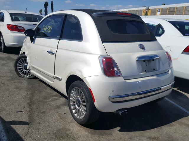 3C3CFFER3DT749524 - 2013 FIAT 500 LOUNGE WHITE photo 3