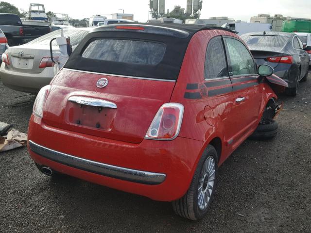 3C3CFFER7CT118936 - 2012 FIAT 500 LOUNGE RED photo 4