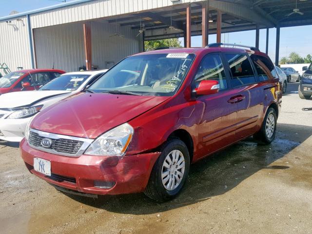 KNDMG4C7XC6474729 - 2012 KIA SEDONA LX BURGUNDY photo 2