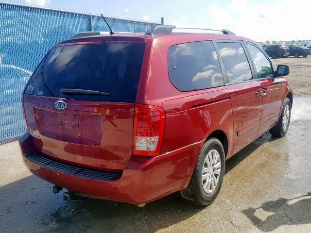 KNDMG4C7XC6474729 - 2012 KIA SEDONA LX BURGUNDY photo 4