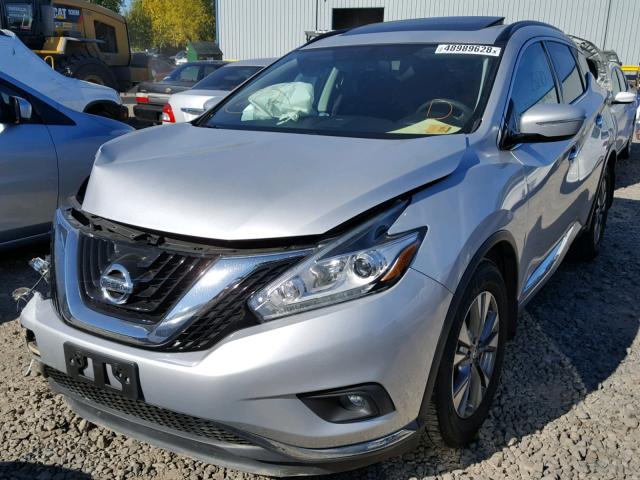 5N1AZ2MH9FN221948 - 2015 NISSAN MURANO  SV SILVER photo 2