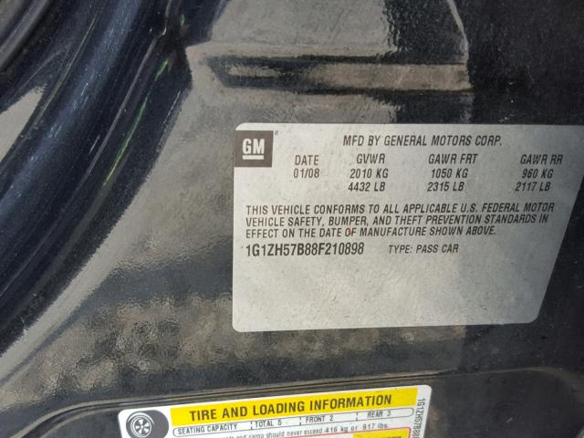 1G1ZH57B88F210898 - 2008 CHEVROLET MALIBU 1LT 黑色 照片 10