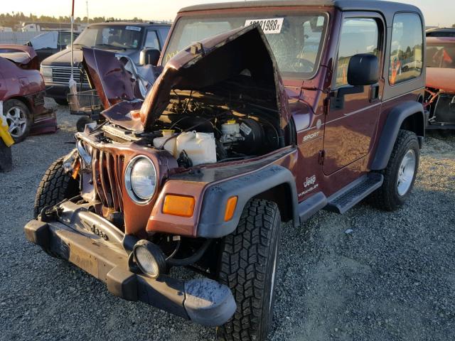 1J4FA49S64P725127 - 2004 JEEP WRANGLER / BURGUNDY photo 2