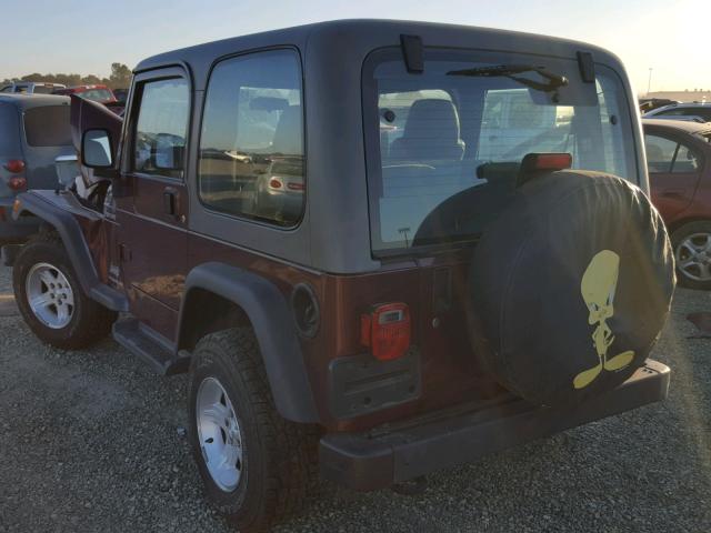 1J4FA49S64P725127 - 2004 JEEP WRANGLER / BURGUNDY photo 3