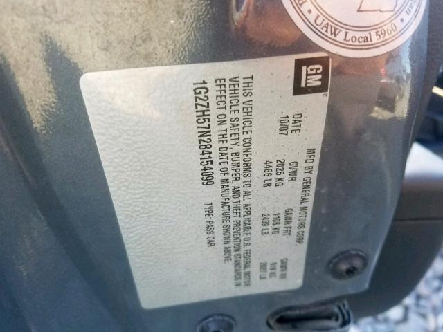 1G2ZH57N284154099 - 2008 PONTIAC G6 GT GRAY photo 10