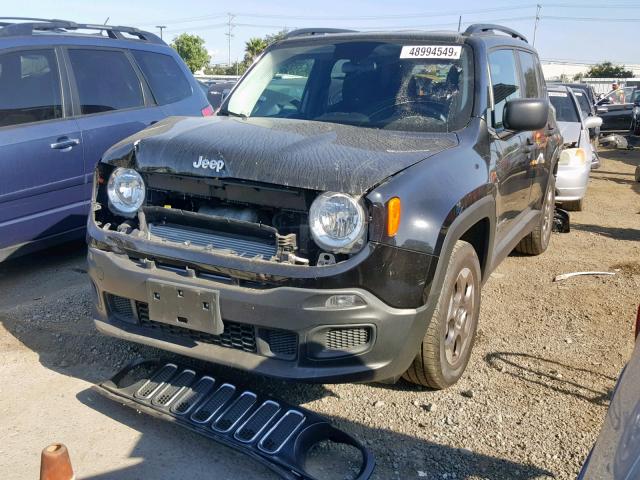 ZACCJAAB2HPF20156 - 2017 JEEP RENEGADE S BLACK photo 2