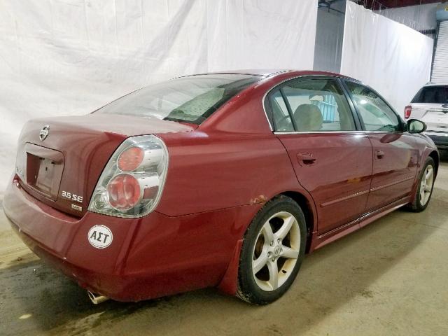 1N4BL11D76C139028 - 2006 NISSAN ALTIMA SE BURGUNDY photo 4