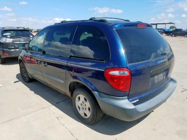 1B4GP25331B235777 - 2001 DODGE CARAVAN SE BLUE photo 3