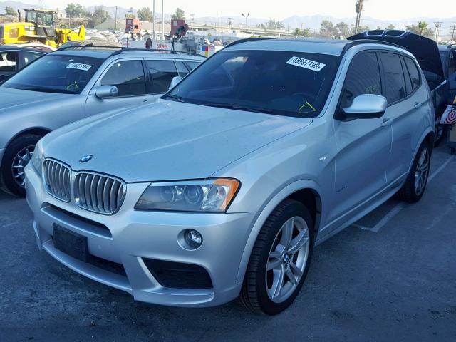 5UXWX7C55E0E79711 - 2014 BMW X3 XDRIVE3 SILVER photo 2