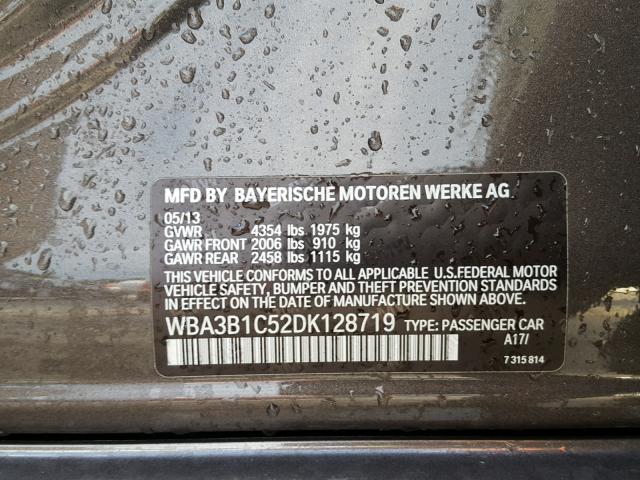 WBA3B1C52DK128719 - 2013 BMW 320 I GRAY photo 10