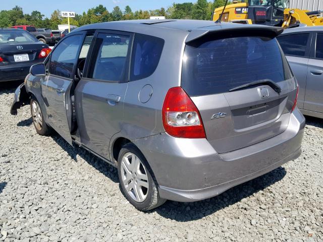 JHMGD38677S058312 - 2007 HONDA FIT S GRAY photo 3