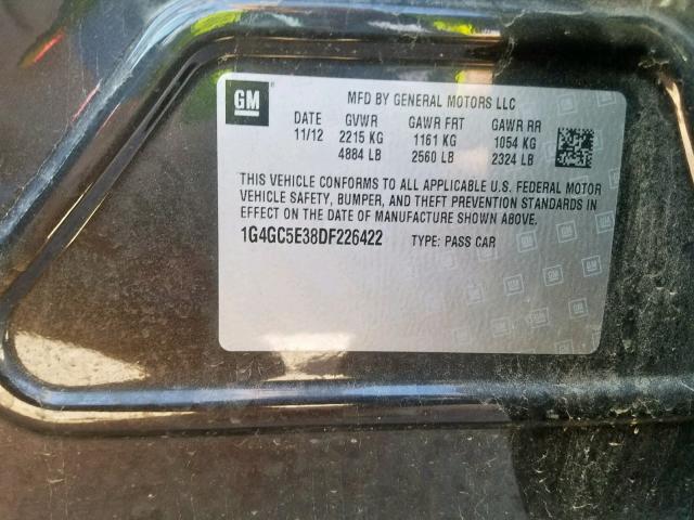 1G4GC5E38DF226422 - 2013 BUICK LACROSSE GRAY photo 10