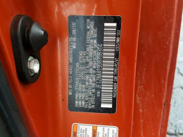 JF1ZNAA19G8708304 - 2016 TOYOTA SCION FR-S ORANGE photo 10