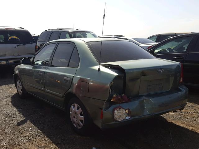 KMHCG45C93U466277 - 2003 HYUNDAI ACCENT GL GREEN photo 3