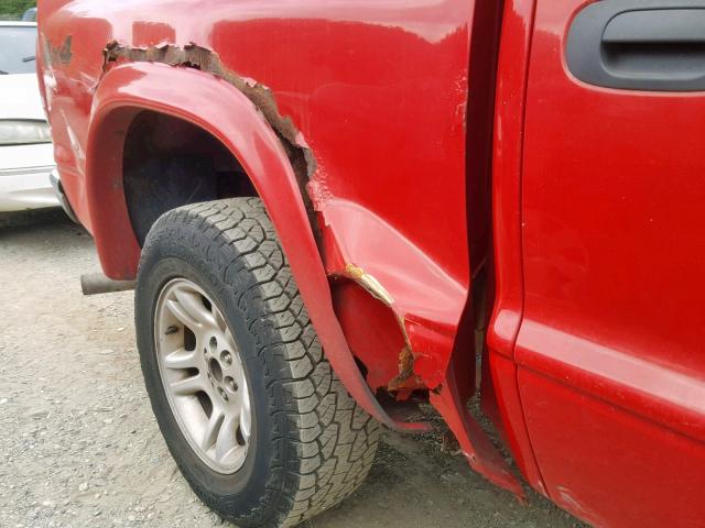 1D7HG48N74S627123 - 2004 DODGE DAKOTA QUA RED photo 9