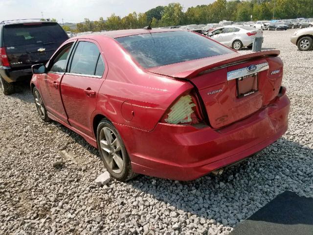 3FAHP0KC8AR349145 - 2010 FORD FUSION SPO RED photo 3