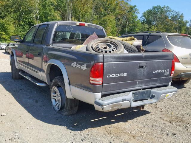 1D7HG48NX3S119422 - 2003 DODGE DAKOTA QUA GRAY photo 3