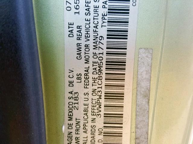 3VWPW31C89M501779 - 2009 VOLKSWAGEN NEW BEETLE 绿色 照片 10