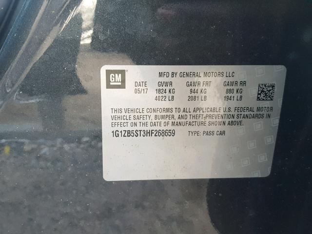 1G1ZB5ST3HF268659 - 2017 CHEVROLET MALIBU LS Gris photo 10