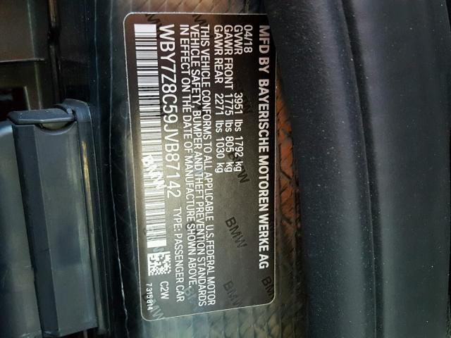 WBY7Z8C59JVB87142 - 2018 BMW I3 REX Қара фото 10