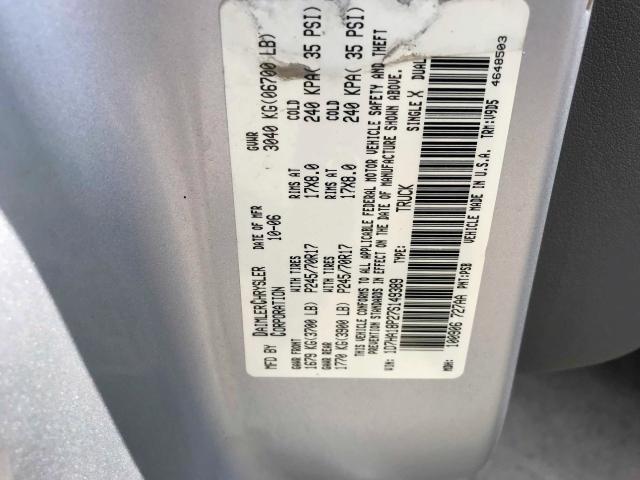 1D7HA18P27S149388 - 2007 DODGE RAM 1500 S SILVER photo 10