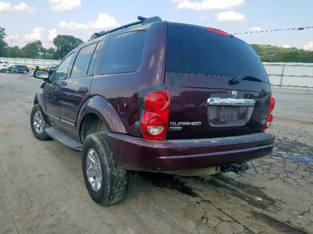 1D8HB58D25F516092 - 2005 DODGE DURANGO LI MAROON photo 3