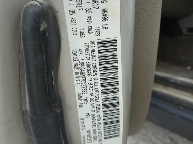 1J8HG48PX7C527892 - 2007 JEEP COMMANDER ვერცხლისფერი ფოტო 10