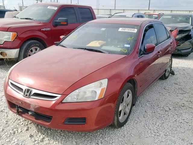 1HGCM65507A092225 - 2007 HONDA ACCORD EX RED photo 2