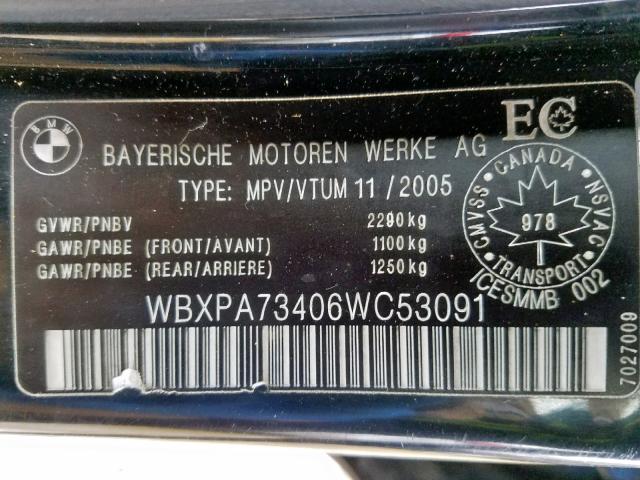 WBXPA73406WC53091 - 2006 BMW X3 2.5I BLACK photo 10