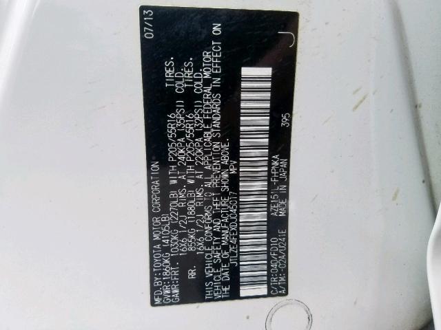 JTLZE4FEXDJ045017 - 2013 TOYOTA SCION XB 白色 照片 10