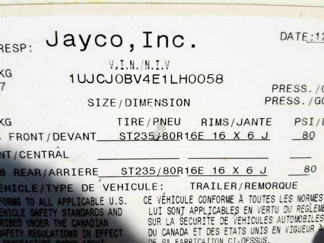 1UJCJ0BV4E1LH0058 - 2014 JAYCO EAGLE  TAN photo 20