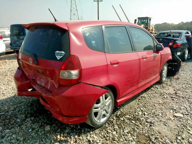 JHMGD38617S027587 - 2007 HONDA FIT S RED photo 4