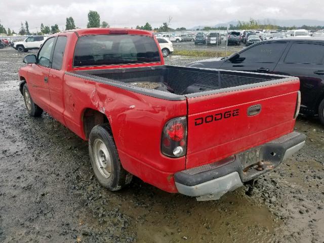 1B7GL22X5WS734772 - 1998 DODGE DAKOTA RED photo 3