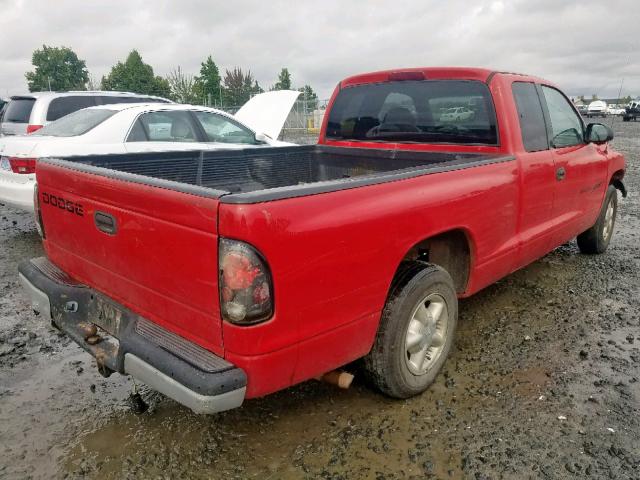 1B7GL22X5WS734772 - 1998 DODGE DAKOTA RED photo 4