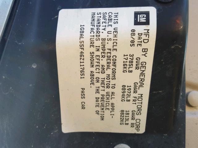 1G8AL55F46Z117651 - 2006 SATURN ION LEVEL GOLD photo 10