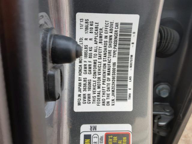 JHMZE2H39ES000186 - 2014 HONDA INSIGHT GRAY photo 10