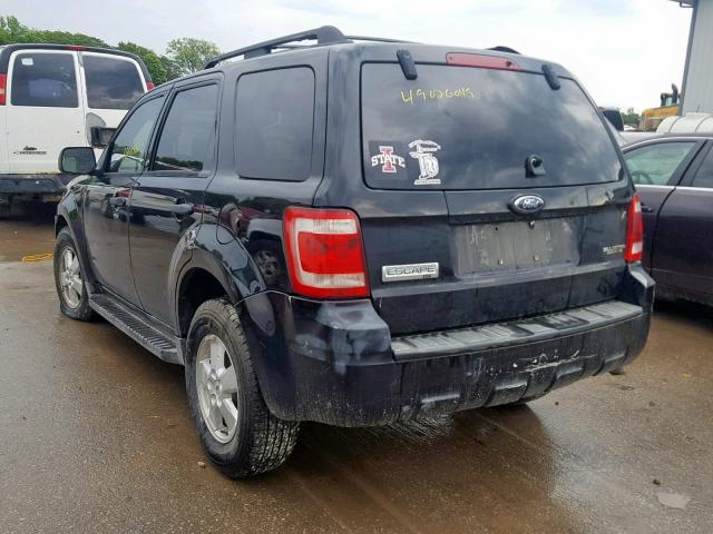 1FMCU03G29KA61020 - 2009 FORD ESCAPE XLT BLACK photo 3