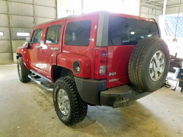 5GTEN13E898158405 - 2009 HUMMER H3 RED photo 3