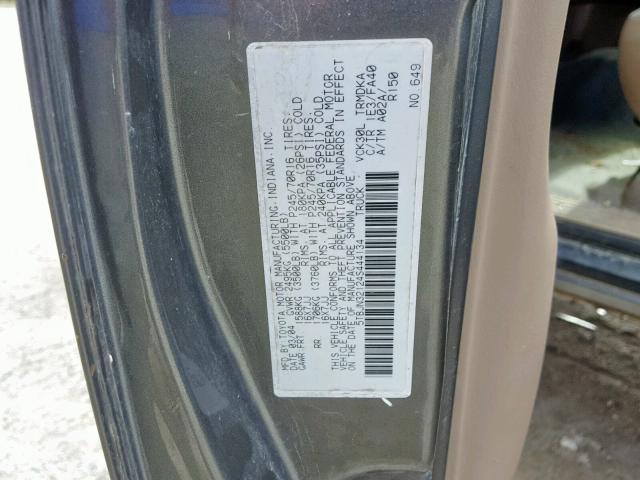 5TBJN32124S444134 - 2004 TOYOTA TUNDRA GRAY photo 10